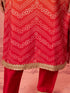 Women's Orange Muslin Bandhani Kurta Set with Straight Pants & Dupatta
