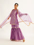 Women's Purple Kurta Sharara Set