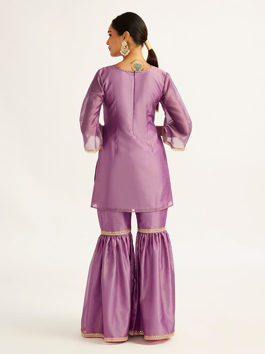 Women's Purple Kurta Sharara Set