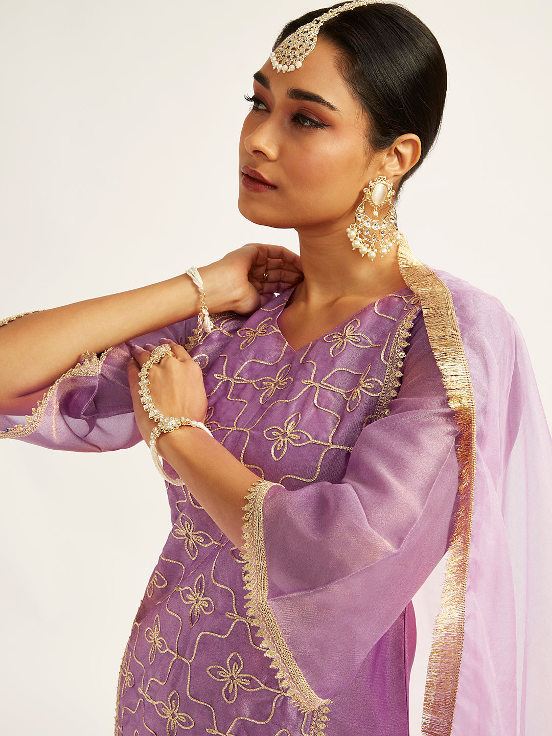 Women's Purple Kurta Sharara Set
