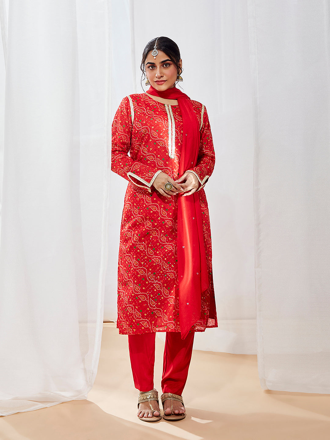 Women's Red Kurta Set