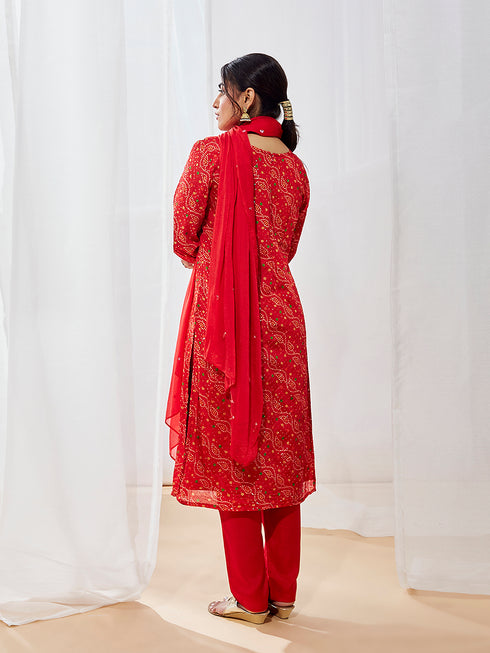 Women's Red Kurta Set