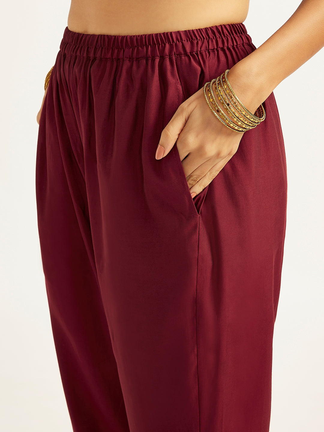Women's Maroon Kurta Set