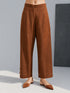 Women Brown Cotton Solid Wide-Leg Palazzo Pants Mid Rise