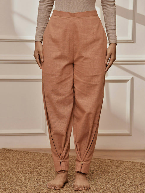 Women's Rose Pink Cotton Linen Straight Yoga Pants