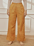 Women's Dusty Saffron Cotton Linen Straight Yoga Pants