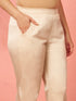 Women's Beige Cotton Lycra Trousers