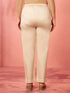 Women's Beige Cotton Lycra Trousers