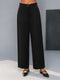 Women Black Silk-Blend Wide Leg Palazzo Pants