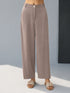 Grey Silk-Blend Wide Leg Palazzo Pants - Ankle Length