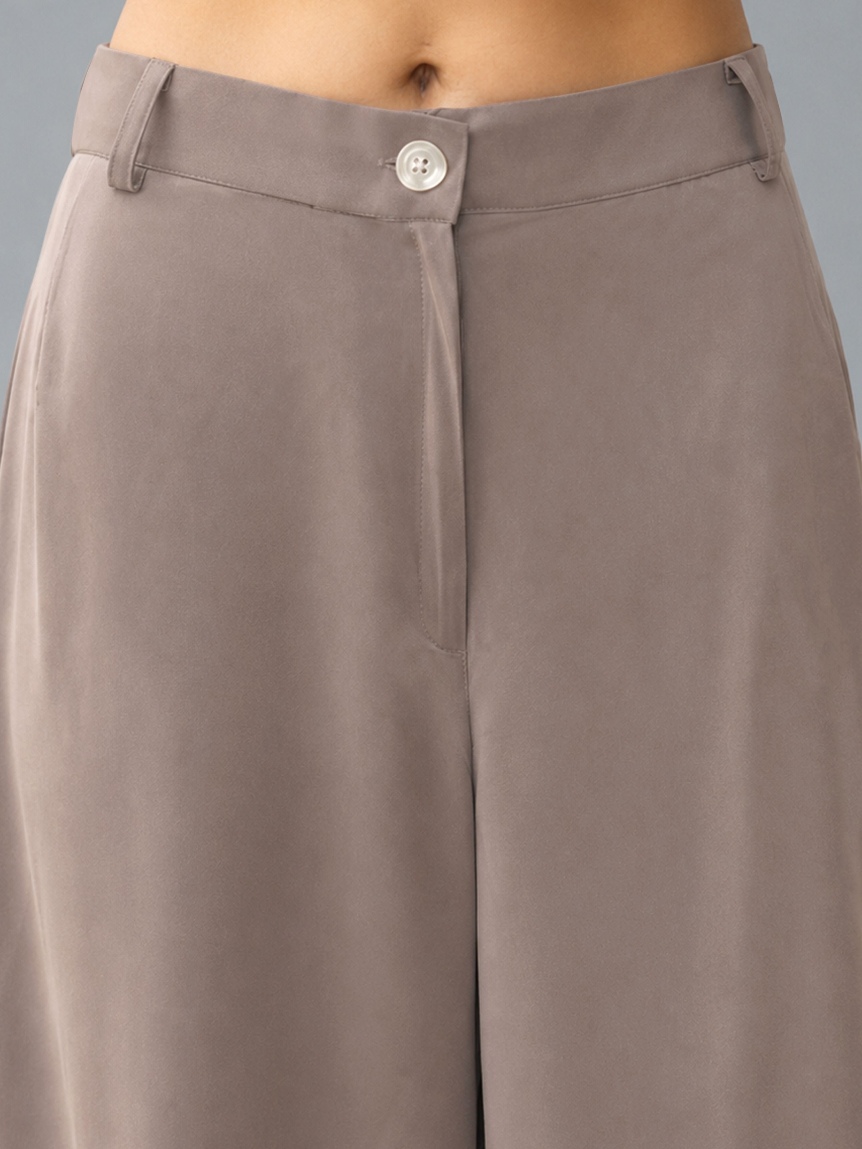 Women's Grey Silk-Blend Solid Palazzo