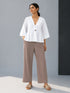 Women's Grey Silk-Blend Solid Palazzo