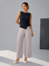 Women's Lavender Silk-Blend Solid Wide Leg