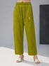 Olive Green Silk-Blend Wide Leg Palazzo Pants for Women
