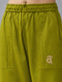 Women's Green Silk-Blend Solid Wide Leg