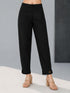 Women Black Cotton Solid Straight Pant - Ankle Length