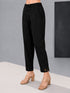 Women's Black Cotton Solid Pant