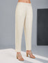 Women's Off-White Cotton Solid Ciggerete Pant