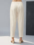 Women's Off-White Cotton Solid Ciggerete Pant