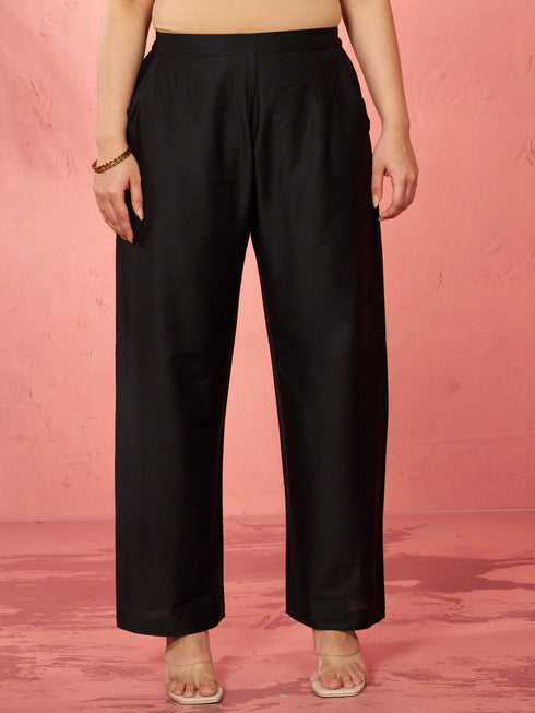 Women's Black Viscose Palazzo Pants