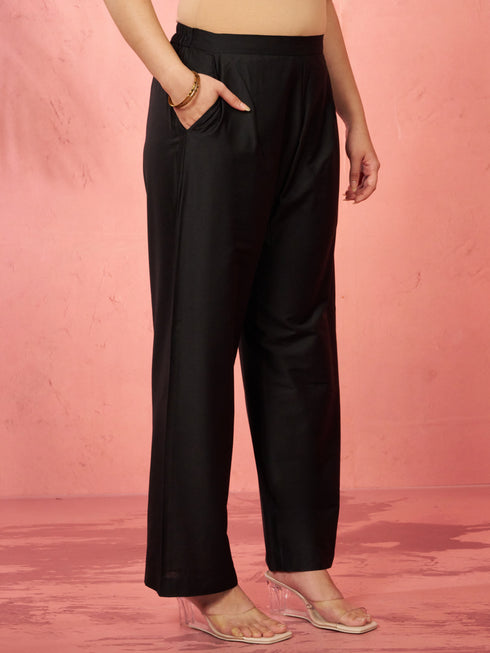 Women's Black Viscose Palazzo Pants