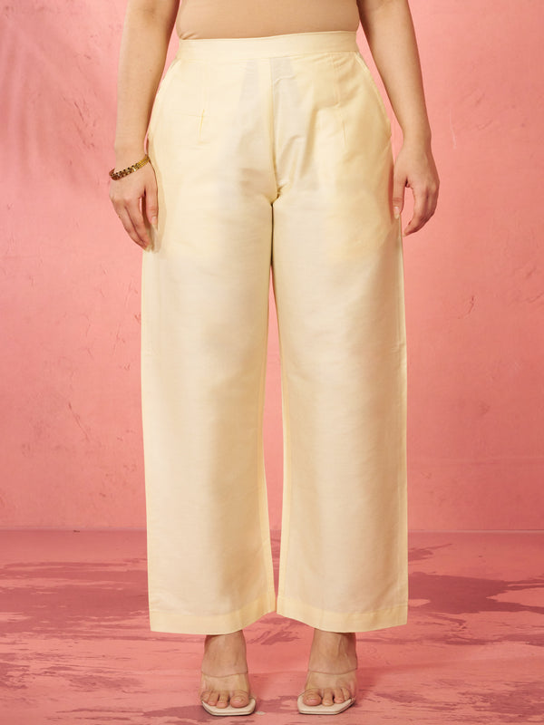 Women's Gold Viscose Palazzo Pants