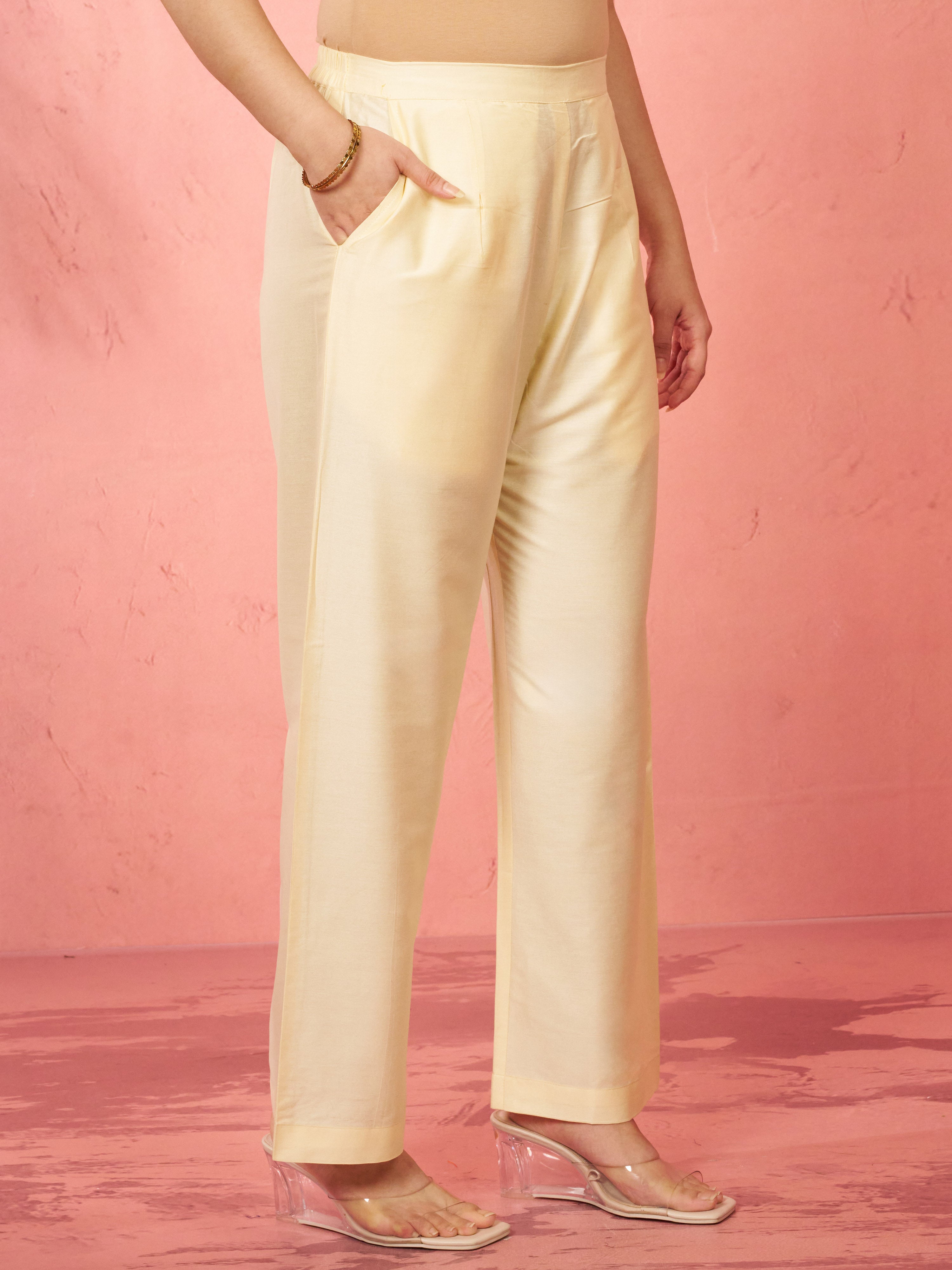 Women's Gold Viscose Palazzo Pants