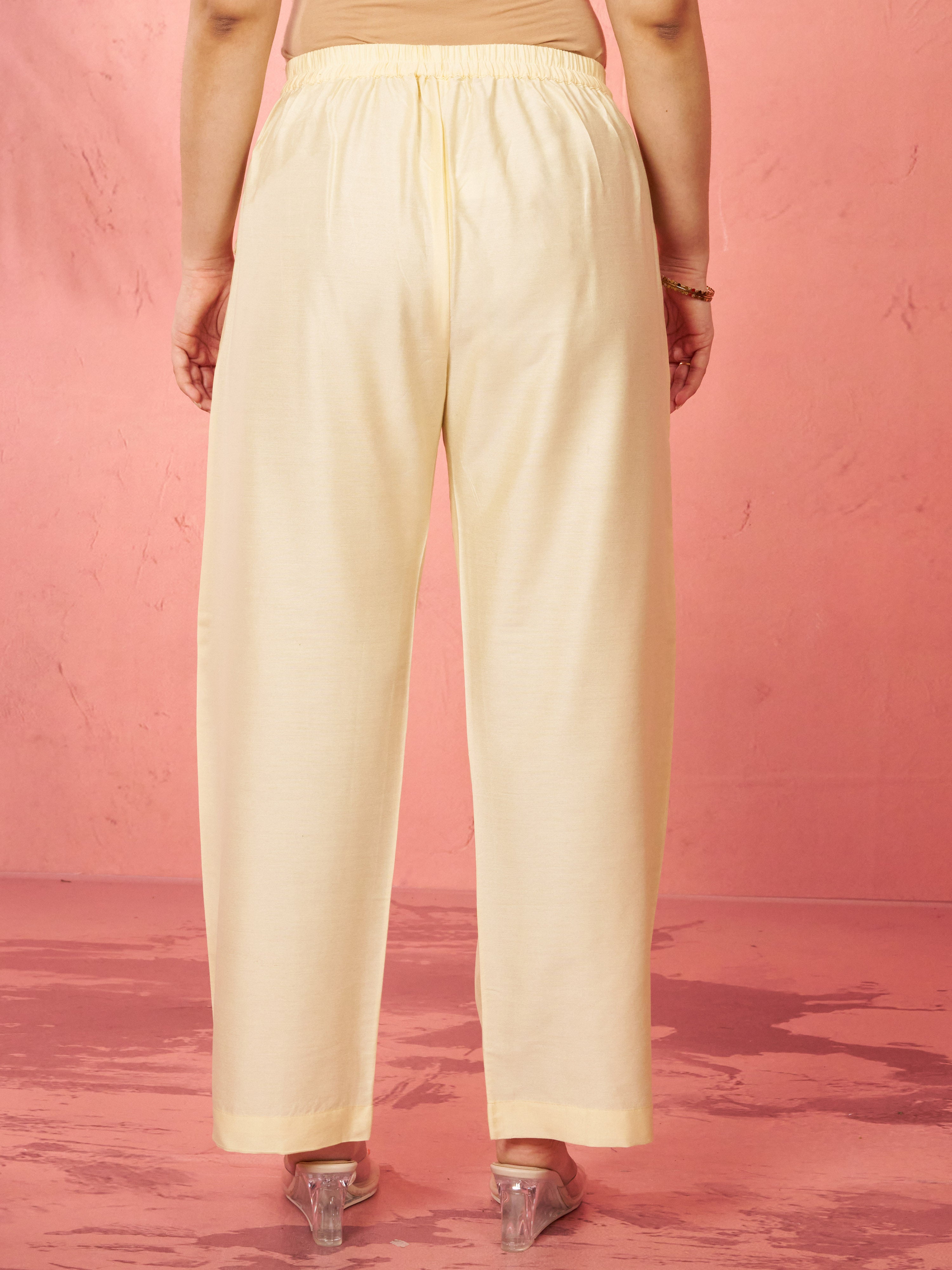 Women's Gold Viscose Palazzo Pants