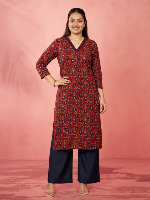 Women's Navy Blue Viscose Palazzo Pants