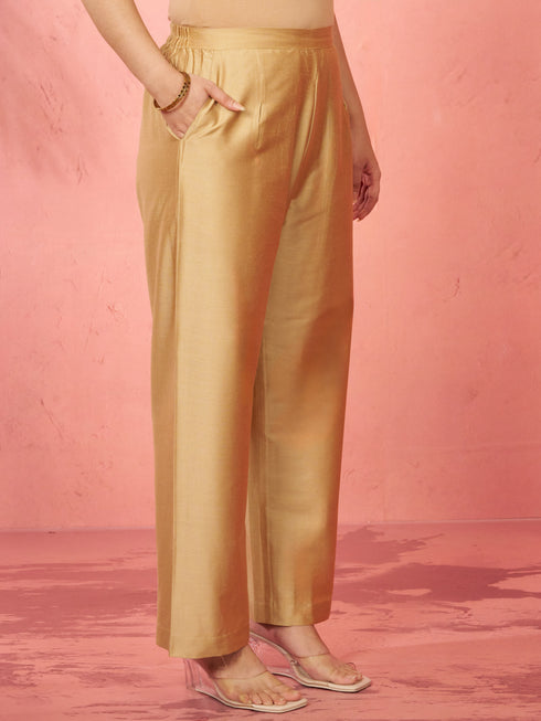 Women's Rose Gold Viscose Palazzo Pants