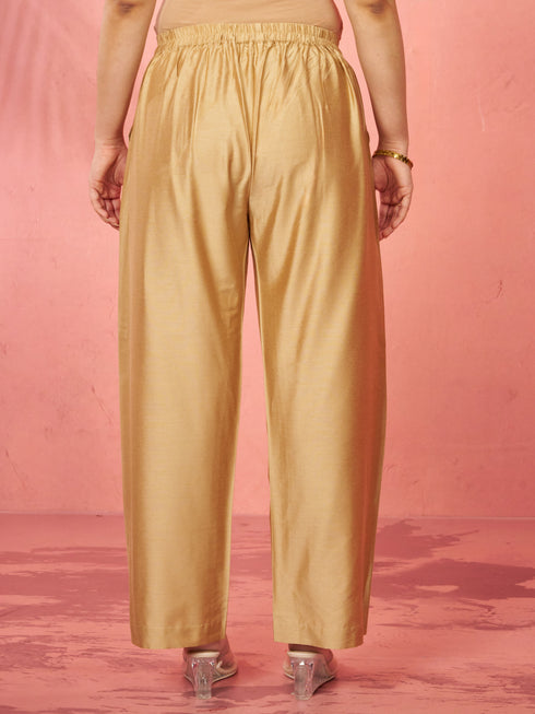 Women's Rose Gold Viscose Palazzo Pants