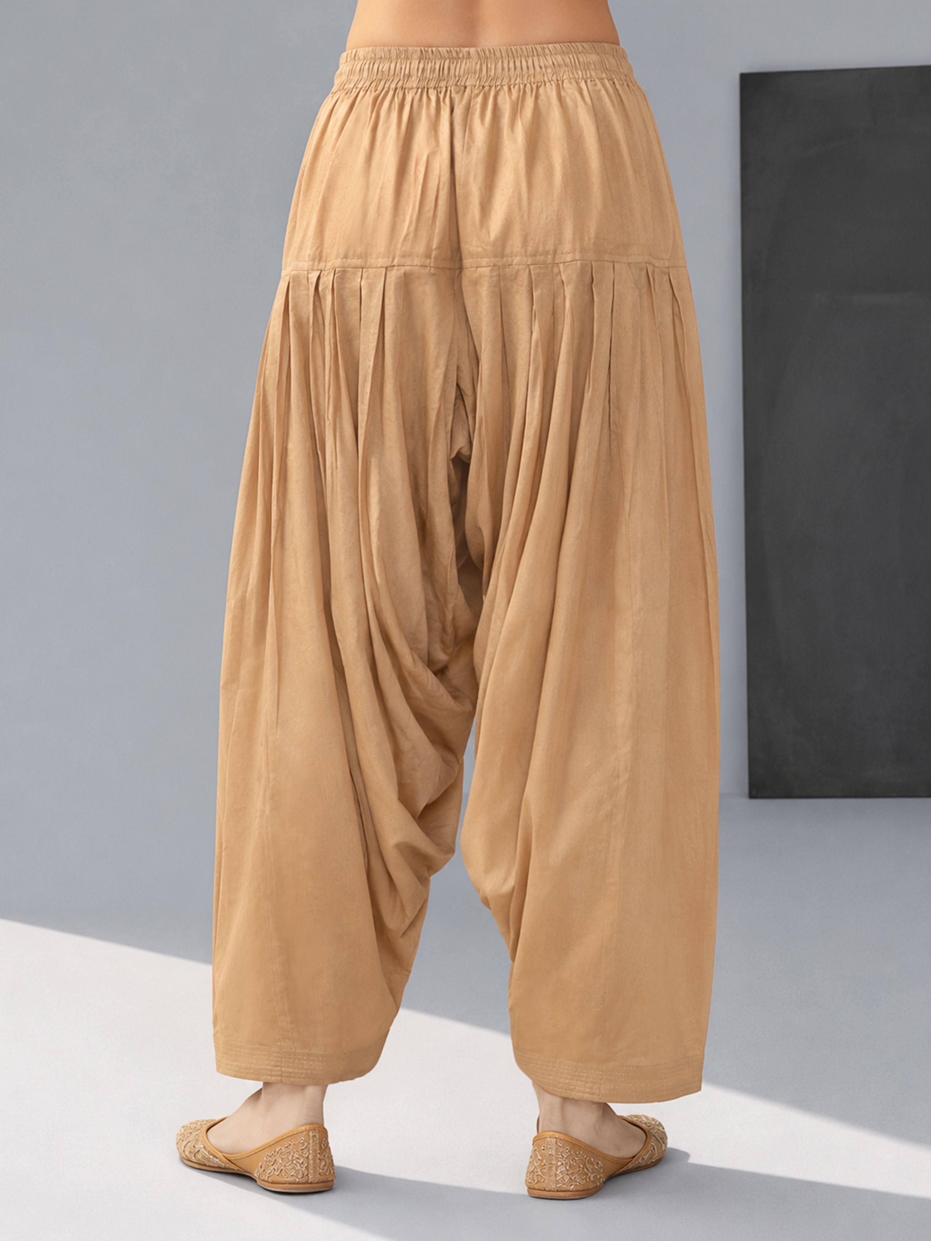 Women's Beige Cambric Cotton Solid Patiyala