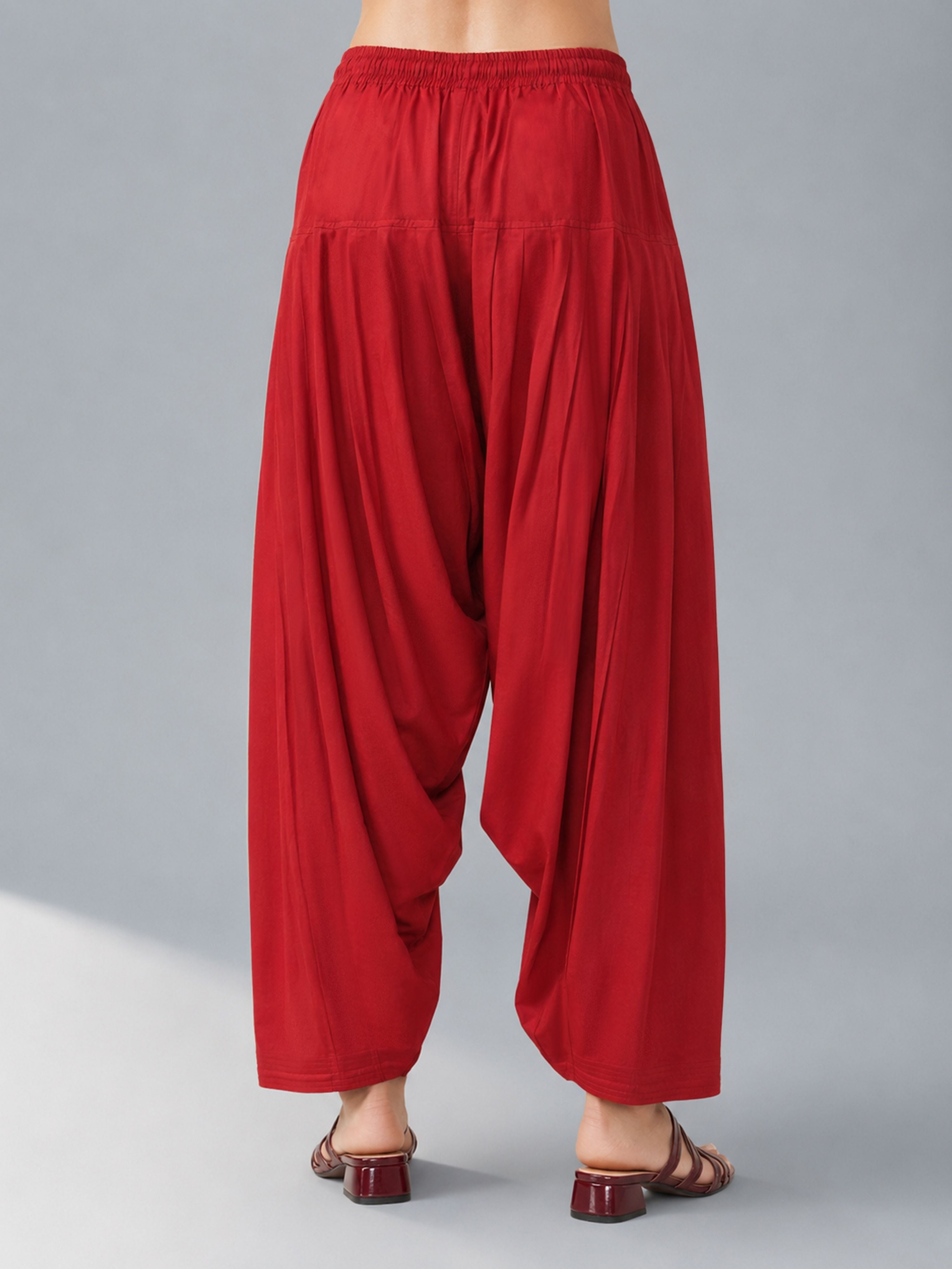 Women's Maroon Cambric Cotton Solid Patiyala