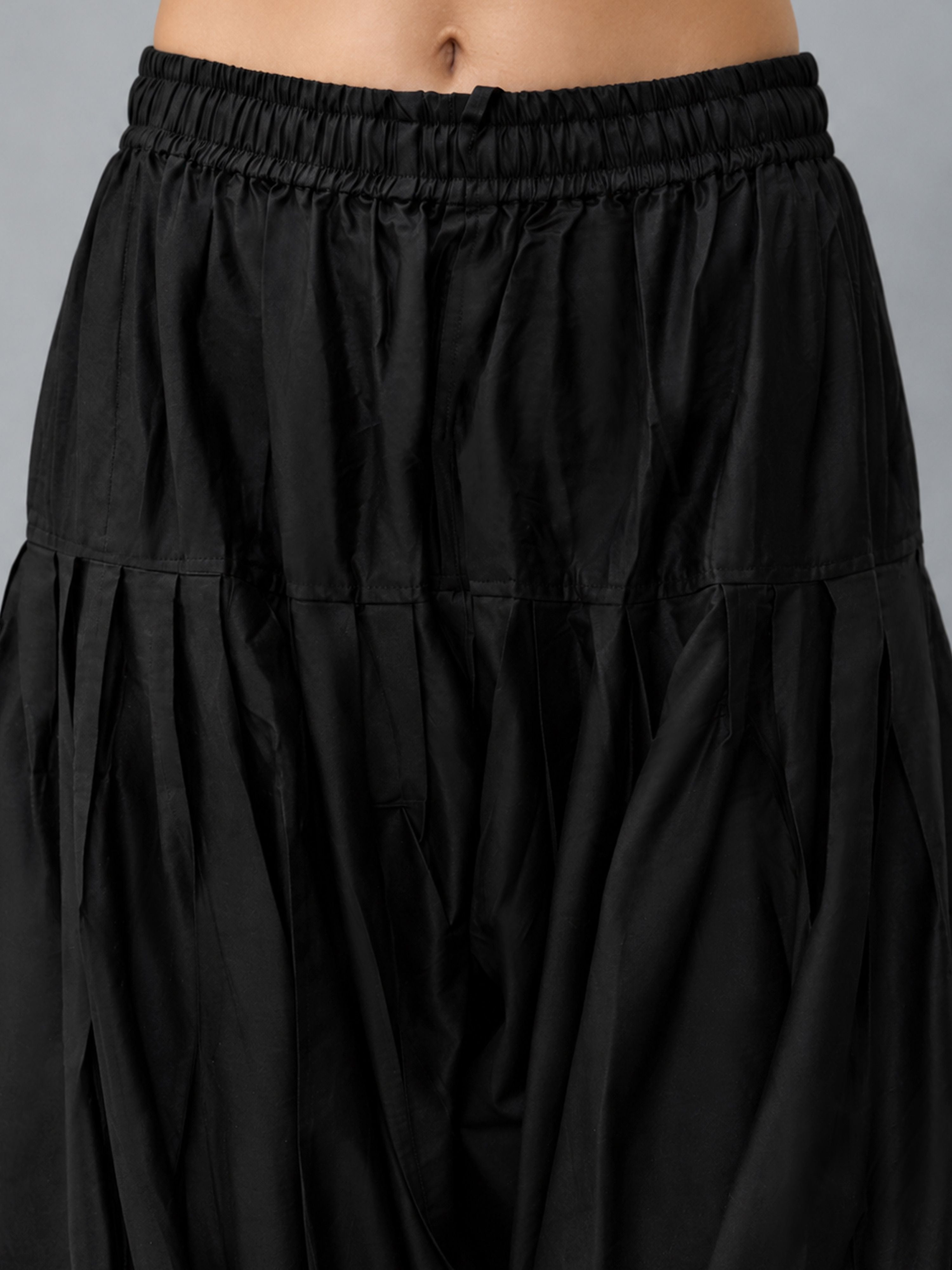 Women's Black Viscose Solid Patiyala