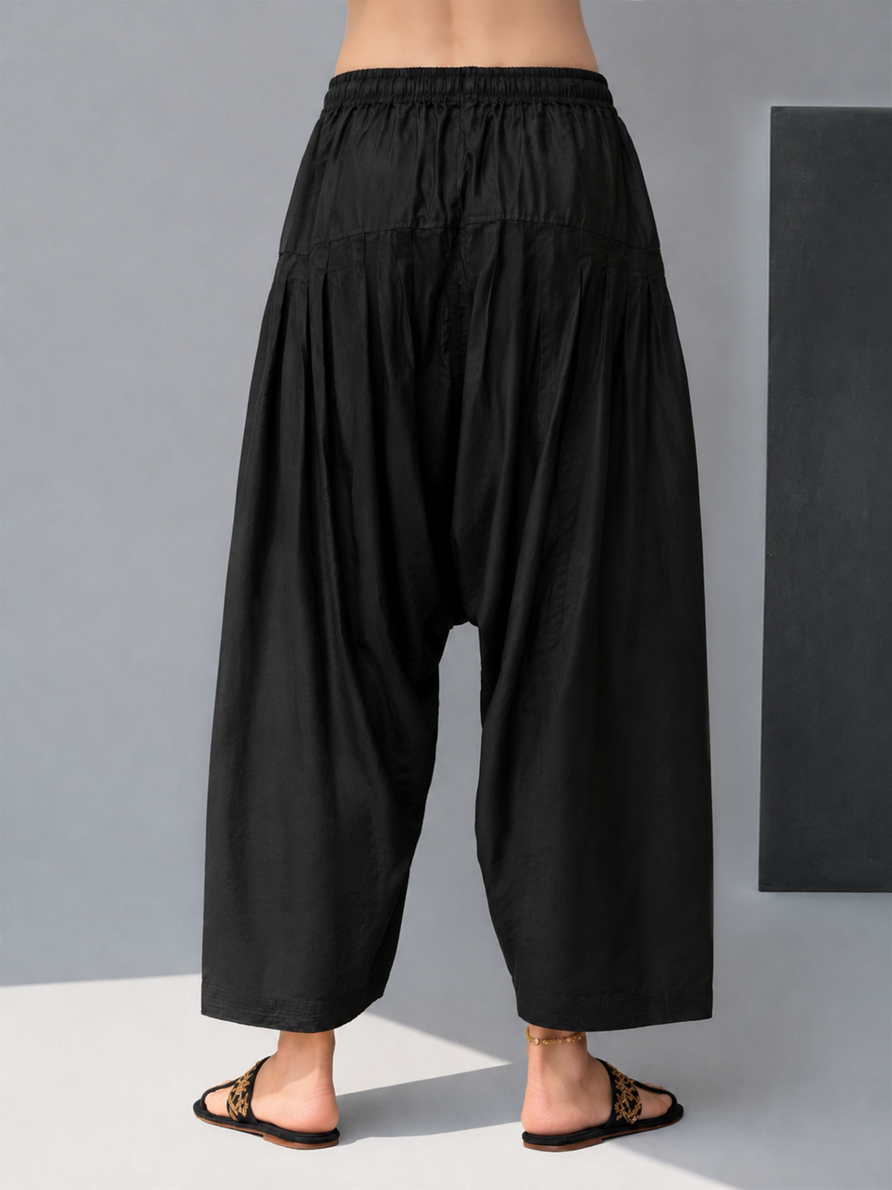 Women's Black Viscose Solid Patiyala