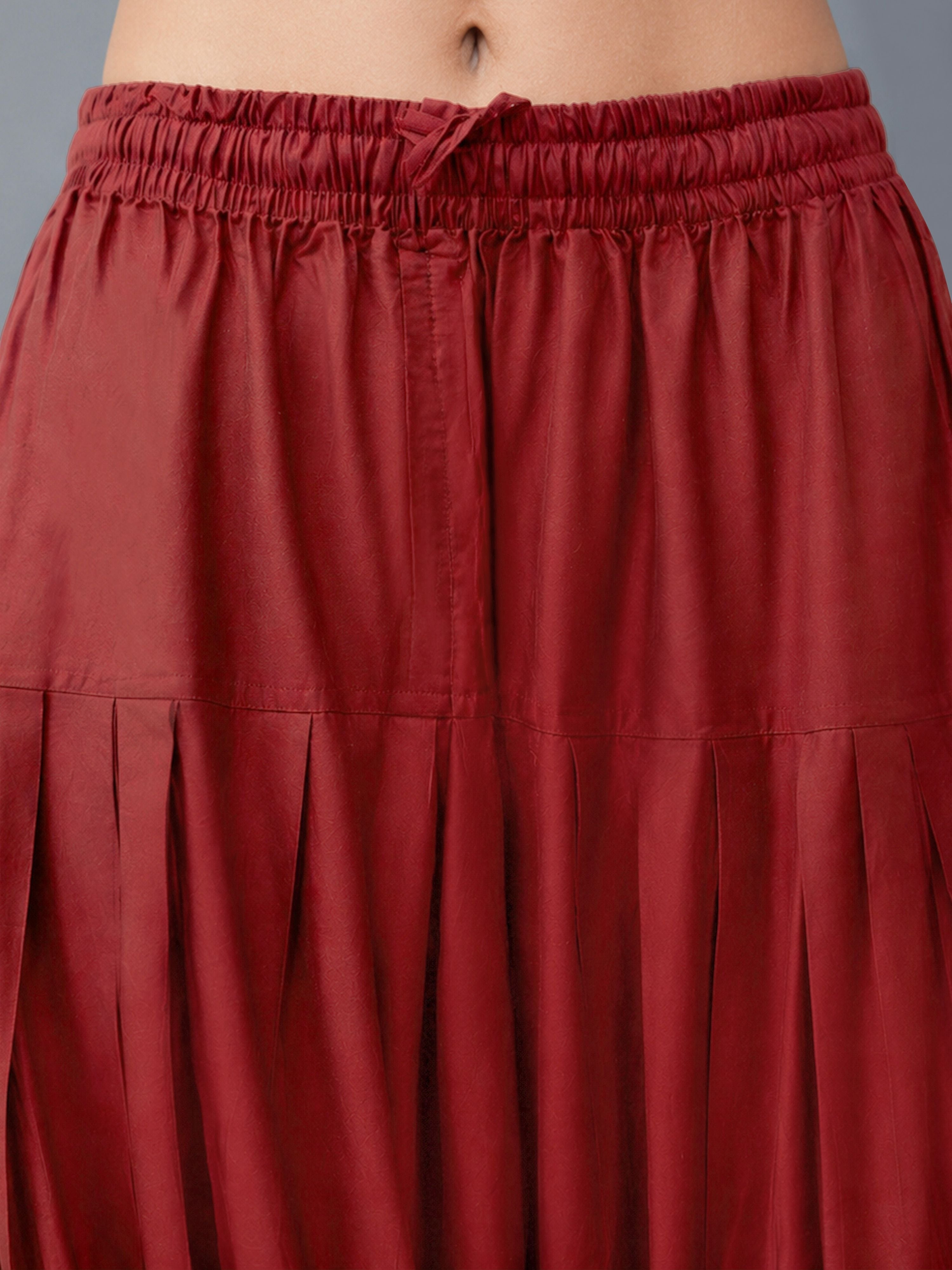 Women's Maroon Viscose Solid Patiala