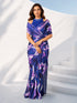 Women's Blue Silk Blend Abstract Print Party Saree