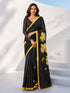Women's Black Floral Saree with Unstitched Blouse Piece