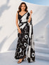 White Silk Blend Floral Printed Saree with Blouse Piece