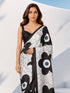 Women's White Silk-Blend Floral Print Saree With Unstitched Blouse Piece