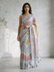 Multicolor Silk Blend Floral Printed Saree with Tassels