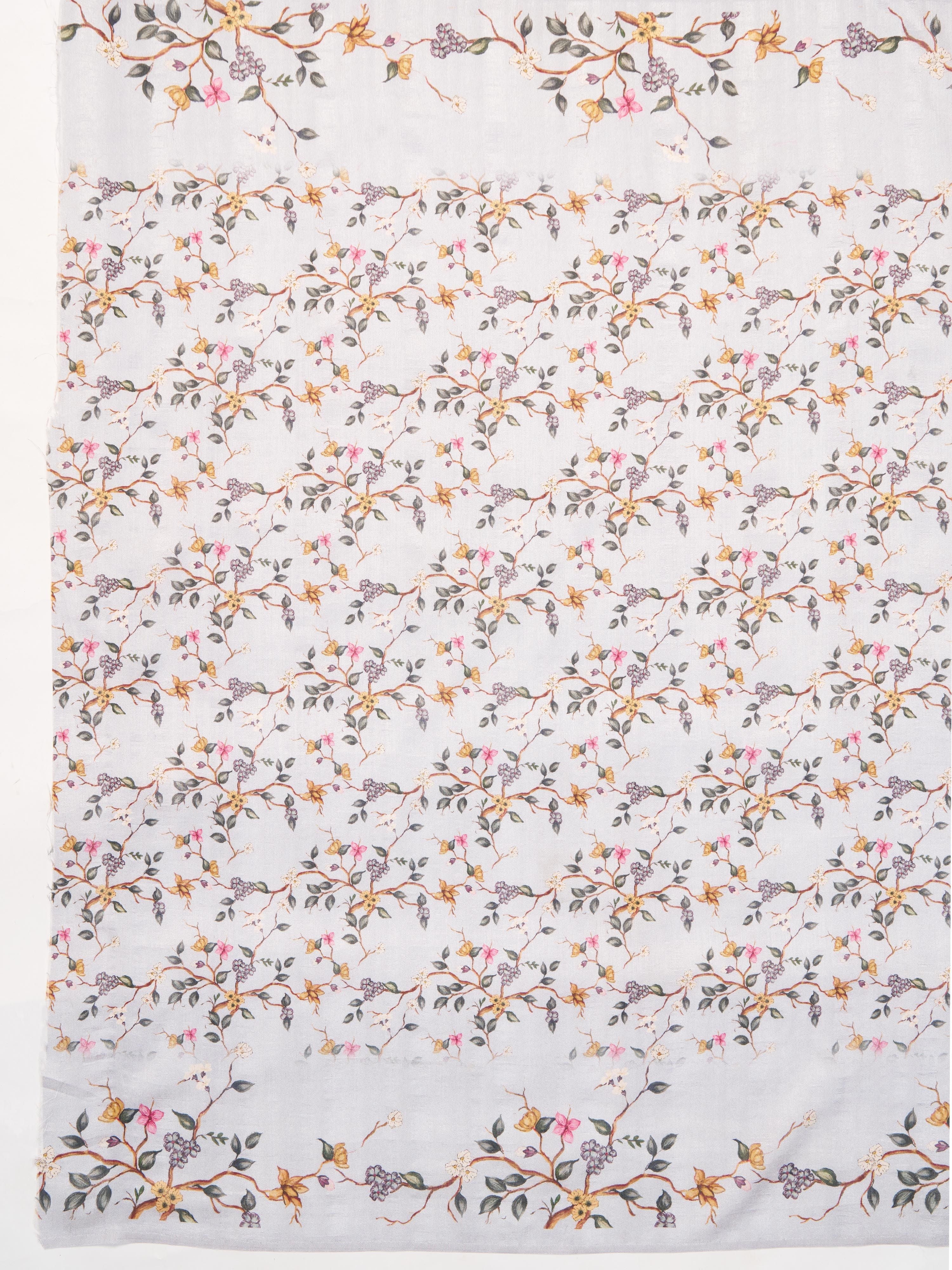 Women's Multicolor Silk-Blend Floral Print Saree With Unstitched Blouse Piece
