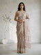 Beige Silk Blend Jacquard Woven Saree with Tassels