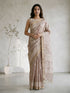 Beige Silk Blend Jacquard Woven Saree with Tassels