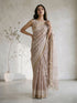 Women's Beige Silk-Blend Self Design Saree With Unstitched Blouse Piece
