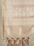 Women's Beige Silk-Blend Self Design Saree With Unstitched Blouse Piece