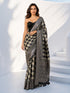 Women's Black Silk-Blend Ajrakh Saree With Unstitched Blouse Piece