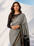 Women's Black Silk-Blend Geometric Print Saree With Unstitched Blouse Piece