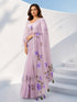 Women's Purple Floral Saree with Unstitched Blouse Piece