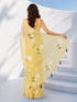 Women's Yellow Organza Floral Print Saree With Unstitched Blouse Piece